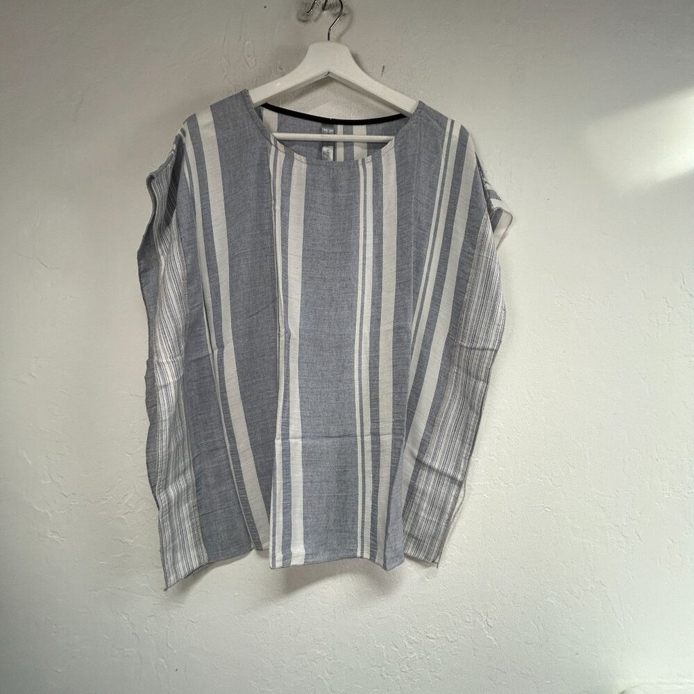Matti Mamane Womens Blue & White Striped Kimono Top Small Casual Relaxed Fit NWD
